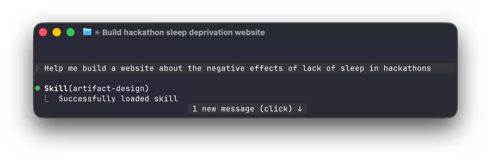 Prompt: "Help me build a website about the negative effects of lack of sleep in hackathons"
